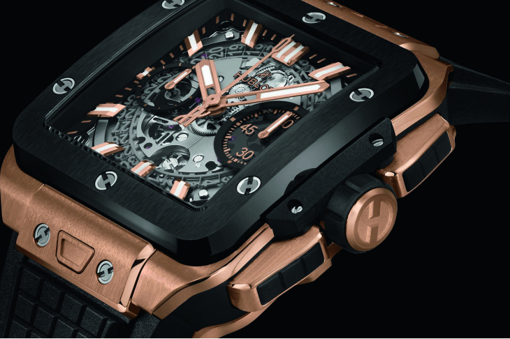 HUBLOT - SQUARE BANG - 821.MX.4800.RX - 當機械工藝遇上幾何美學 Square Bang Unico 創新演繹個性化方型高階運動錶