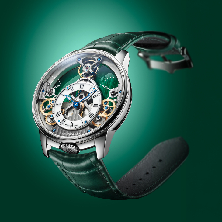 ARNOLD & Son - TIME PYRAMID - 1TPER.F01A.C1250A - 以孔雀石煥新Arnold & Son Time Pyramid的對稱機械美學