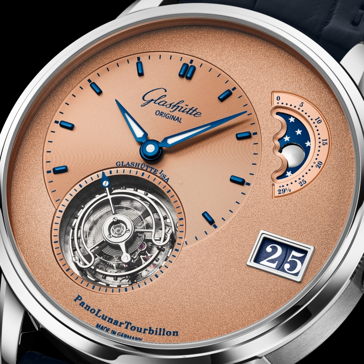 GLASHÜTTE ORIGINAL - PANO - 1-93-03-01-03-61 - 源自赭紅鐵色,格拉蘇蒂原創鉑金限量版PanoLunar Tourbillon,揭幕嶄新錶盤工坊